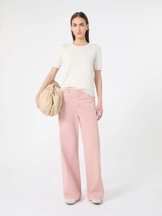 Max Mara Weekend Pink Cotton Drill Wide-Leg Trousers - WKDMEDINA