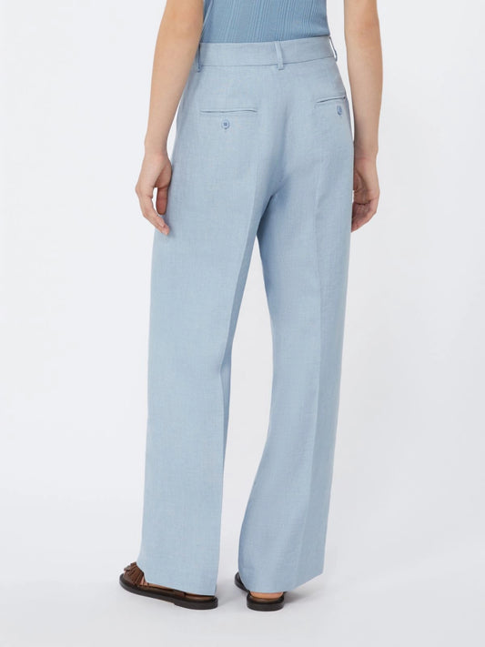 Max Mara Weekend Light Blue Wide Leg Linen Canvas Trousers WKDMALIZIA