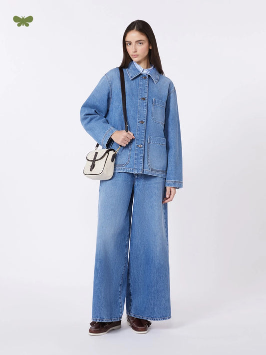 Max Mara Weekend Cotton Denim Wide Leg 5-Pocket Jeans WKDABETE