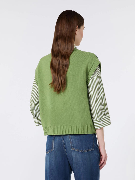 Max Mara Green Inlaid Cotton-Blend Tank Top