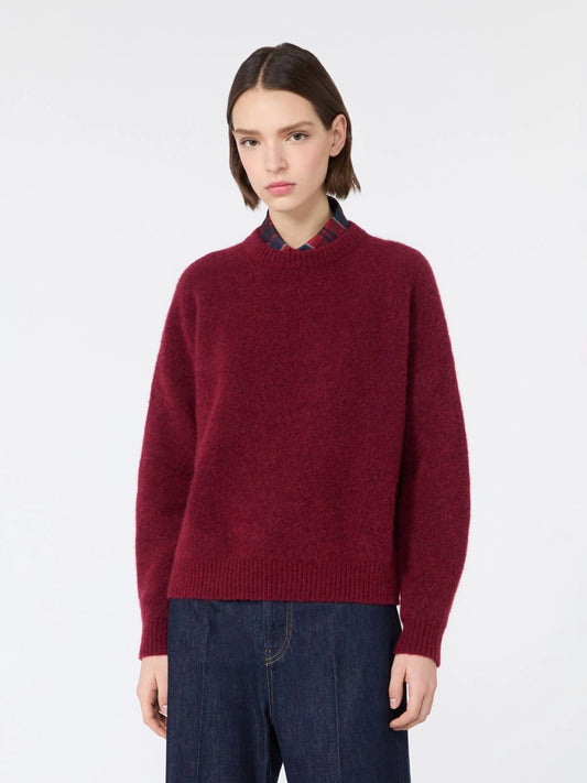 Max Mara Weekend Bordeaux Alpaca and Wool Blend Sweater