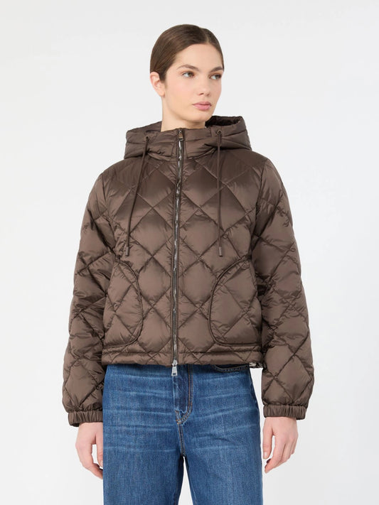 Max Mara Weekend Brown Padded Jacket in Water-Repellent Plain-Weave Fabric