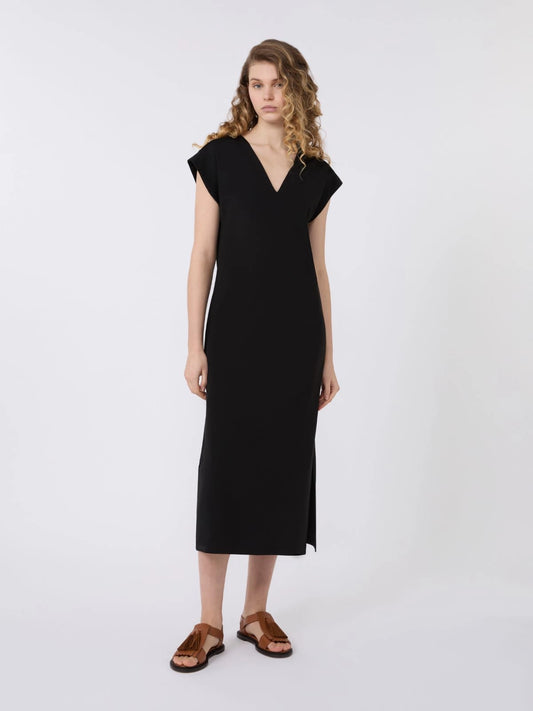 Max Mara Weekend Black Milano Jersey V neck Dress WKDMIRTO