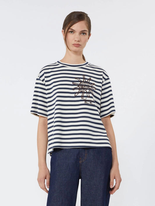 Max Mara Weekend Navy Striped Printed Cotton Jersey T-shirt WKDSABATO