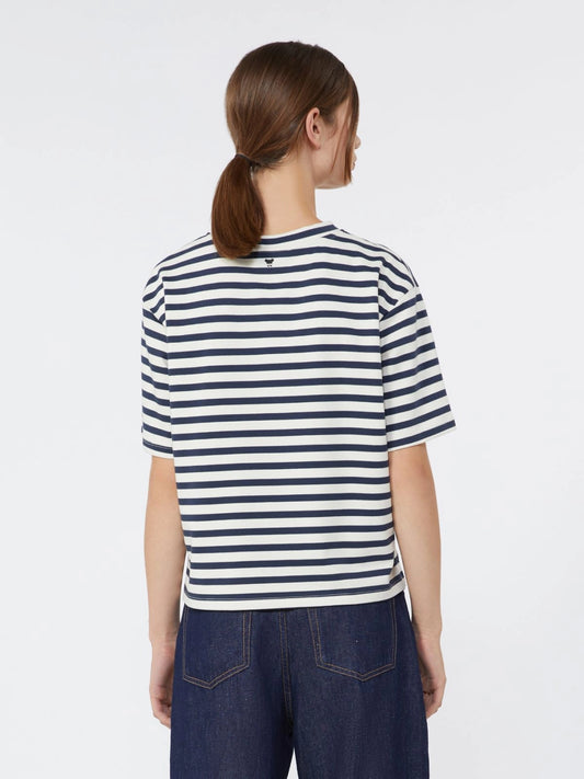 Max Mara Weekend Navy Striped Printed Cotton Jersey T-shirt WKDSABATO
