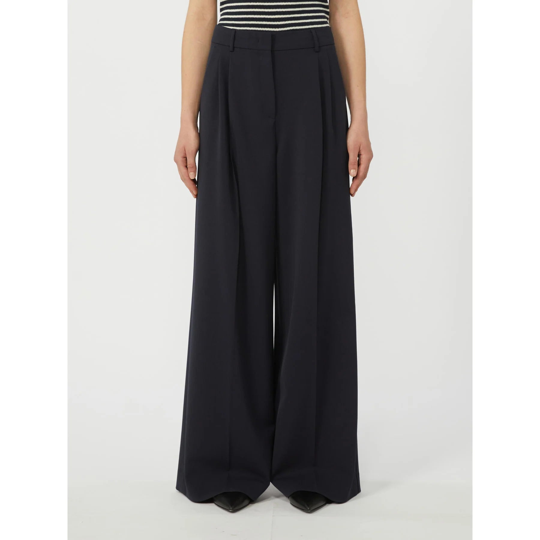 Max Mara Weekend Navy Wide Leg Wool Blend Trousers WKDASTA - Jane Max Mara Weekend Navy Wide Leg Wool Blend Trousers WKDASTA - Jane