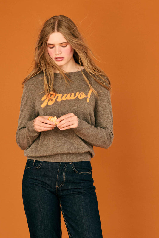 Jumper 1234 Cashmere Bravo Crew in Moose and Orange
