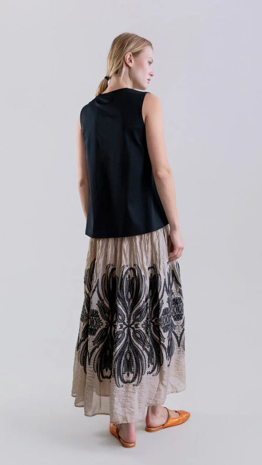 Psophia beige and black maxi skirt