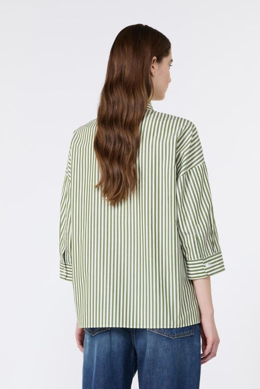 Max Mara Weekend Green Stripe Poplin Shirt