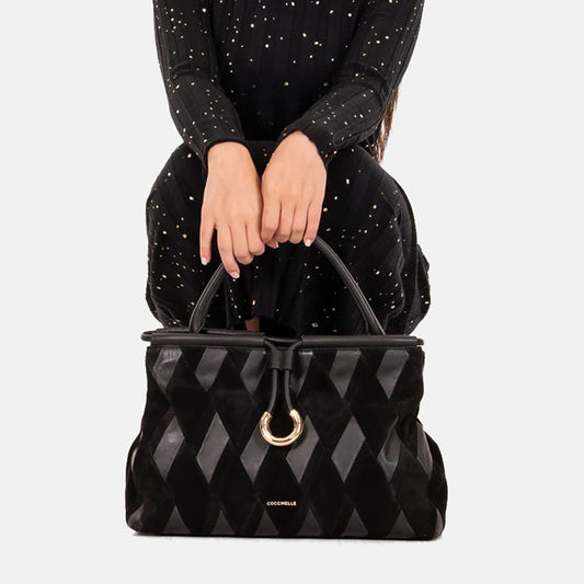 Coccinelle Black Lisbet Suede Tote Bag E1T1H180101