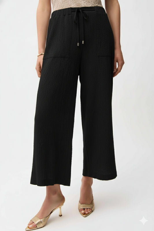Joseph Ribkoff Black Relaxed Wide Leg Crop Trousers 261197