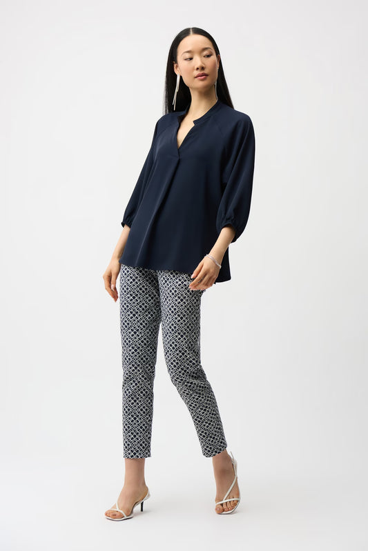 Joseph Ribkoff Midnight Blue Mock Neck Puff Sleeve Top 261076