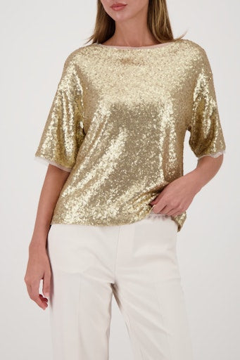 Monari Gold Sequin Short Sleeve Top 809404