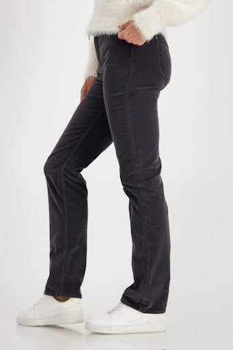 Monari Grey Velour Trousers with Straight Leg, Cotton Blend 809694