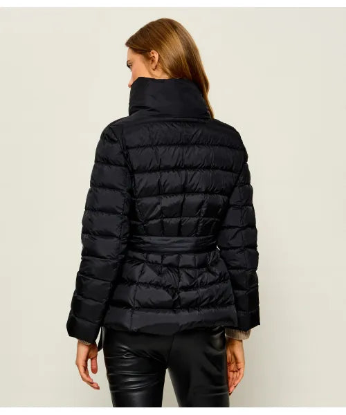 Max Mara Weekend Black Belted Down Jacket with High Collar