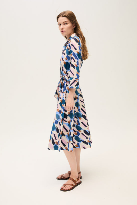 Rosso 35 Tobacco Print Midi Shirt Dress