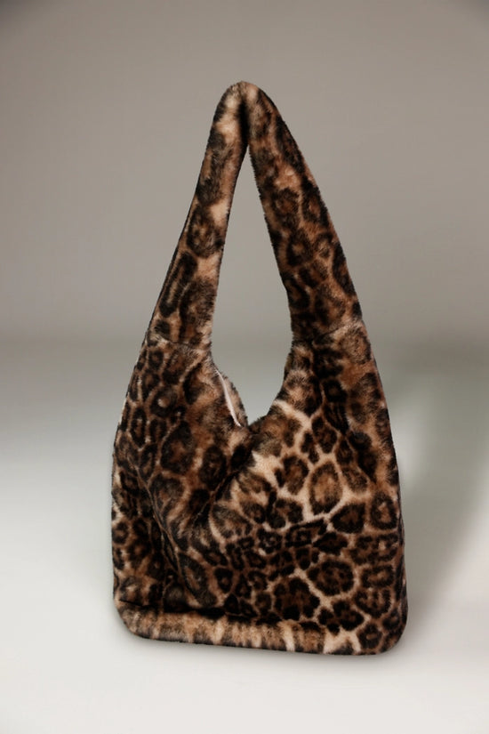 Monari Fluffy Faux Fur Bag with Leopard Print 809418
