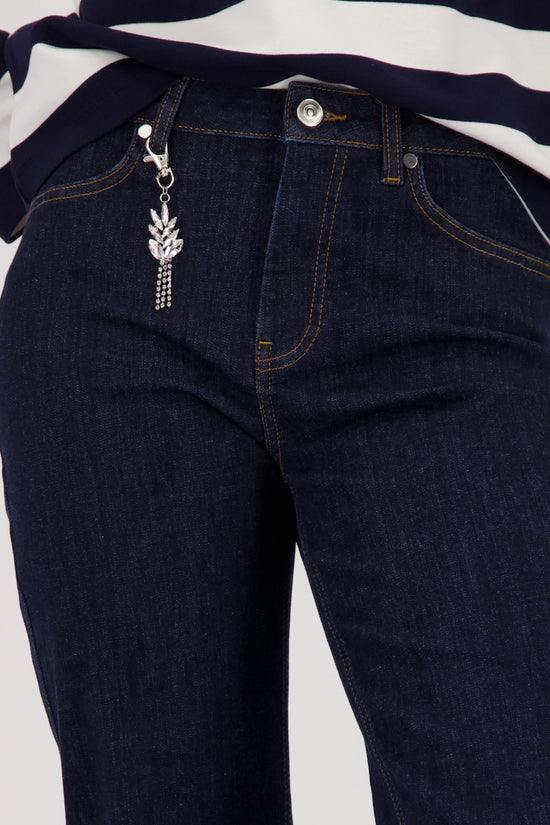 Monari Dark Denim Straight Leg Jeans with Charm 410486