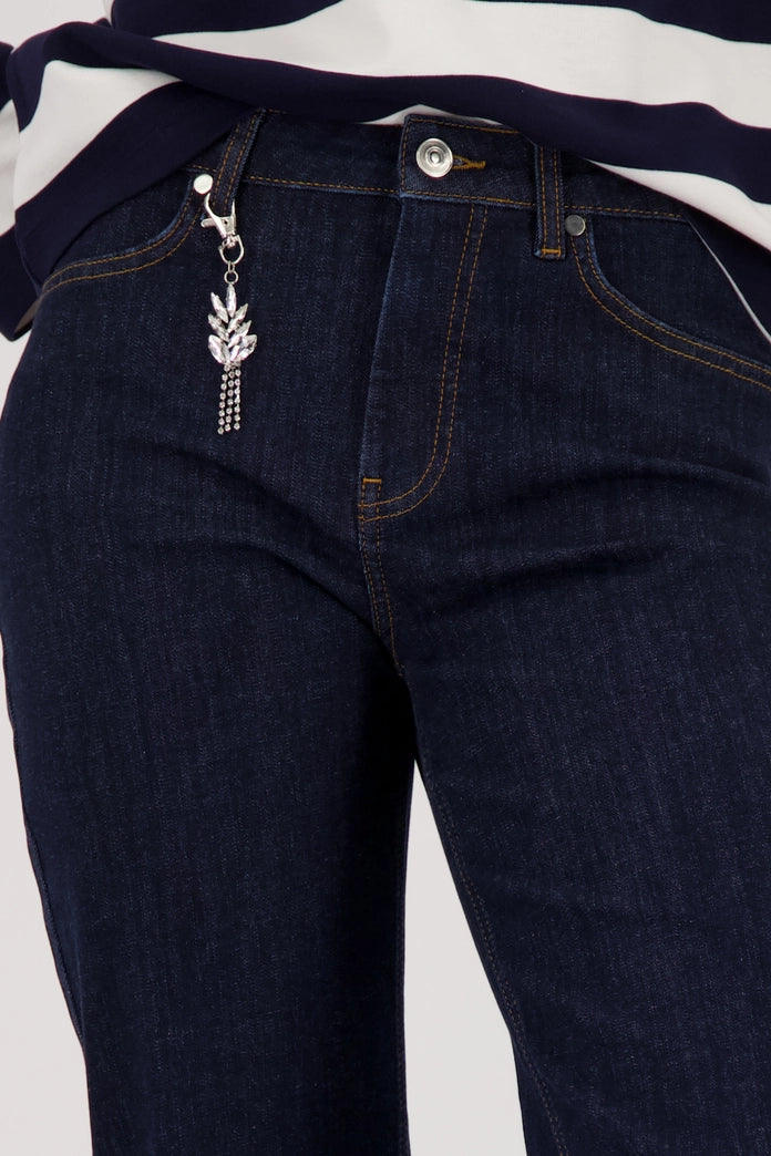 Monari Dark Denim Straight Leg Jeans with Charm 410486