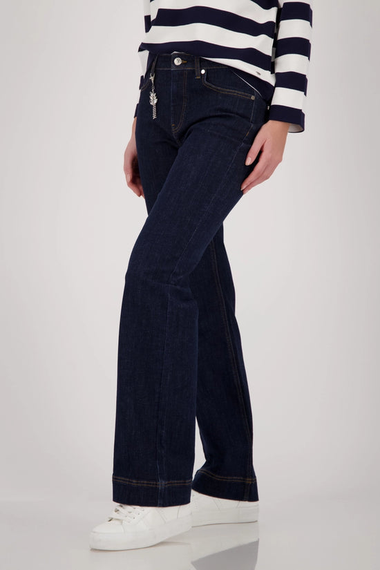 Monari Dark Denim Straight Leg Jeans with Charm 410486