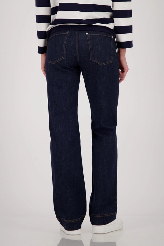 Monari Dark Denim Straight Leg Jeans with Charm 410486