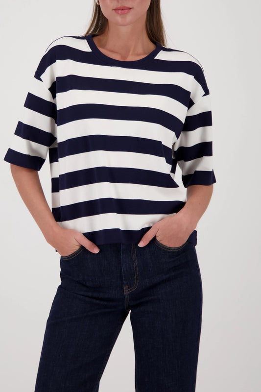 Monari Marine Striped Short Sleeve Sweatshirt 410180