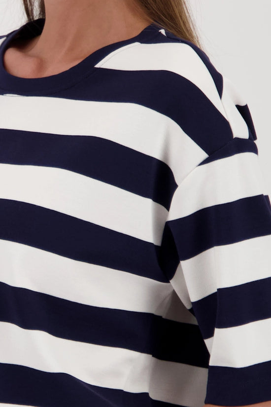 Monari Marine Striped Short Sleeve Sweatshirt 410180