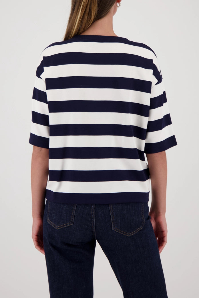Monari Marine Striped Short Sleeve Sweatshirt 410180