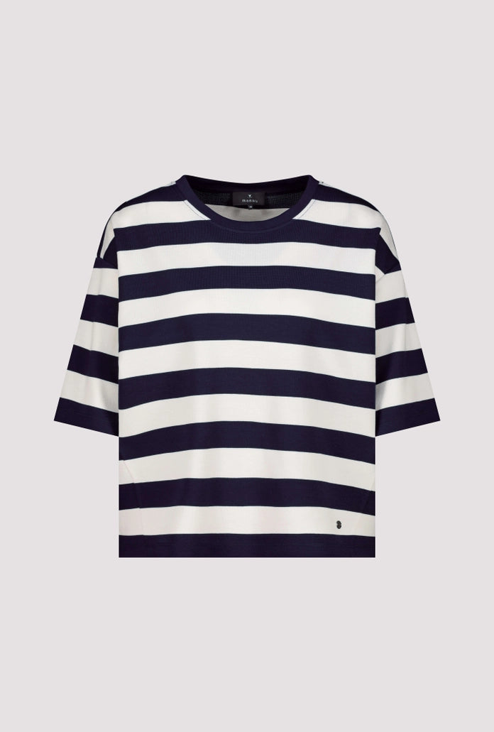 Monari Marine Striped Short Sleeve Sweatshirt 410180
