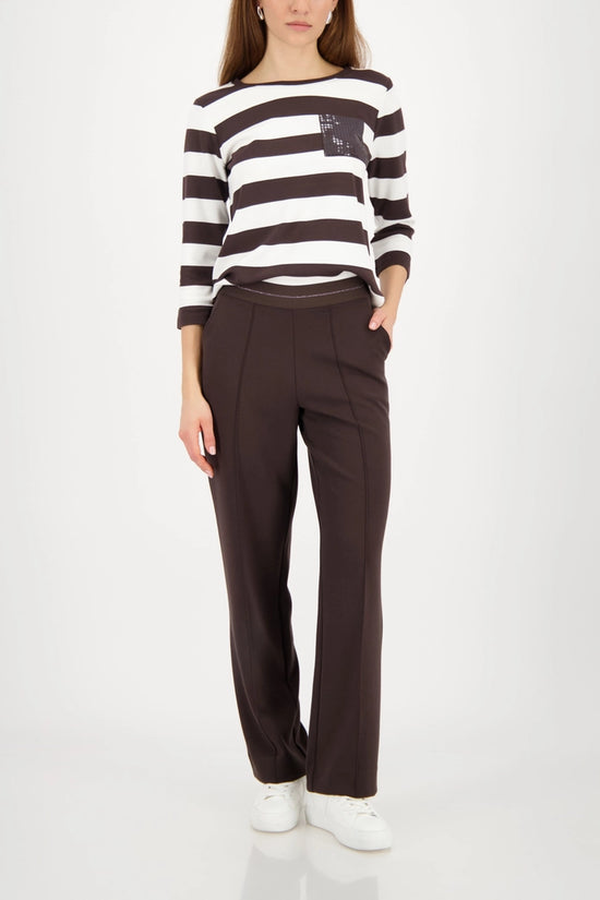 Monari Chocolate Glitter Stripe Trousers 410347