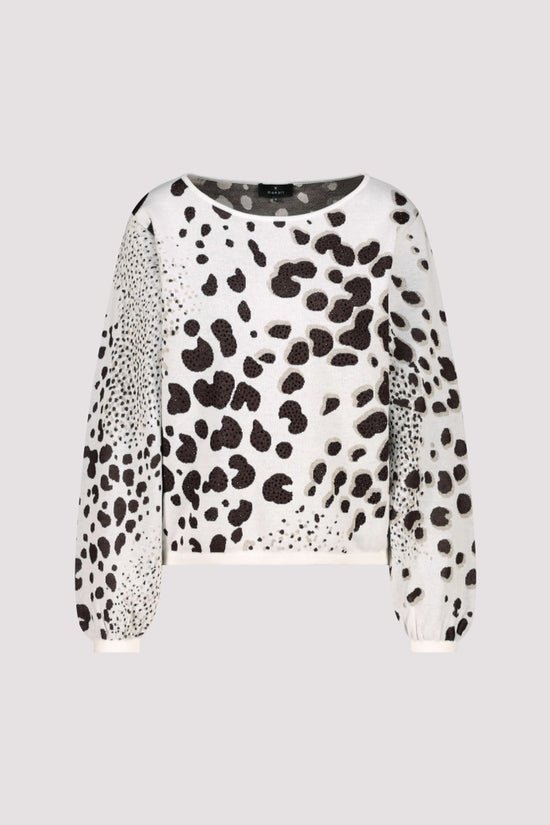 Monari Chocolate Leopard Print Jacquard Sweater 410292
