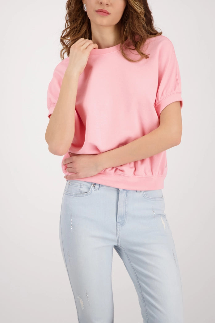 Monari Pink Short Sleeve Crew Neck Cotton Sweatshirt 410125