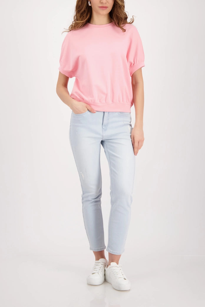 Monari Pink Short Sleeve Crew Neck Cotton Sweatshirt 410125