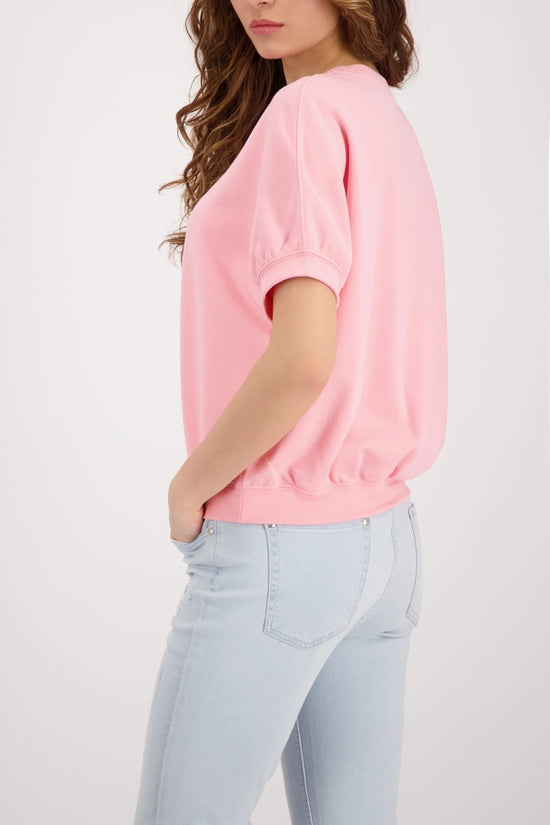 Monari Pink Short Sleeve Crew Neck Cotton Sweatshirt 410125