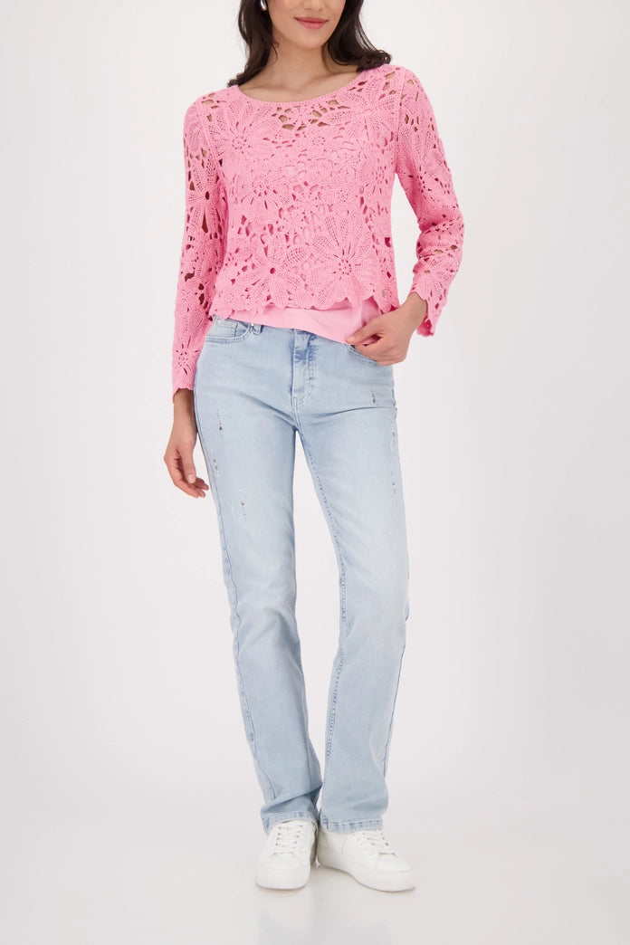 Monari Pink Sleeveless Round Neck Basic Top 410372