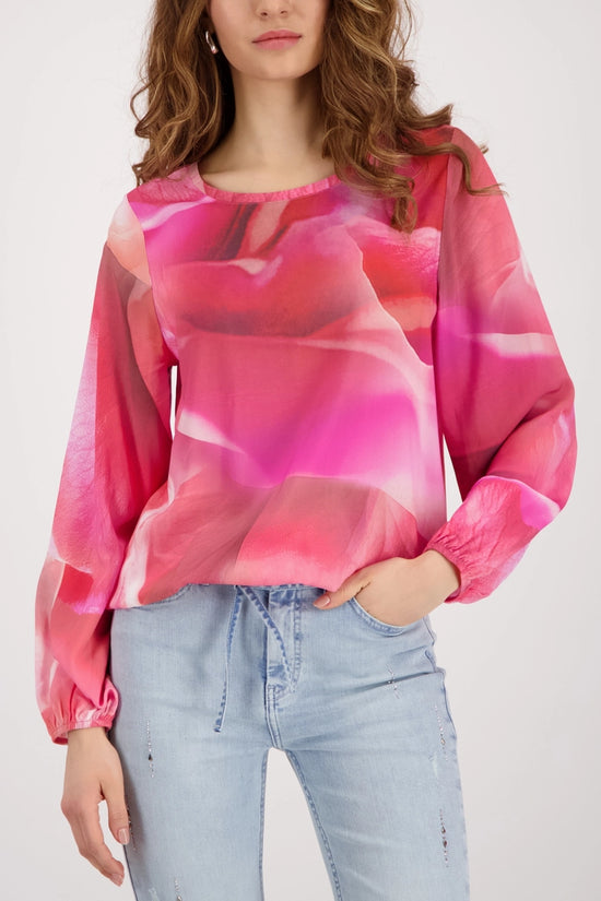 Monari Pink All-Over Print Long Sleeve Viscose Blouse Top 410429