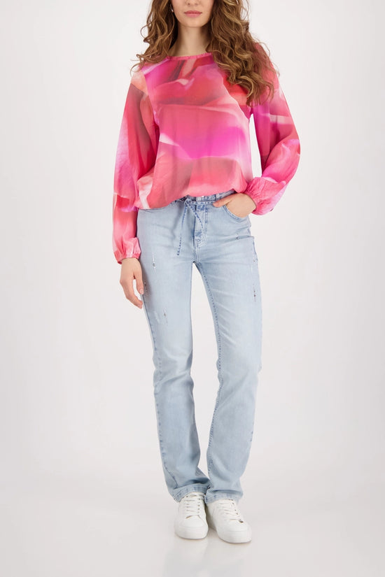 Monari Pink All-Over Print Long Sleeve Viscose Blouse Top 410429