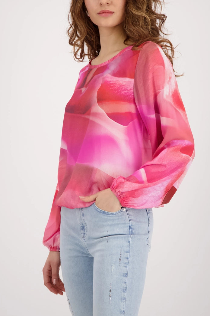 Monari Pink All-Over Print Long Sleeve Viscose Blouse Top 410429