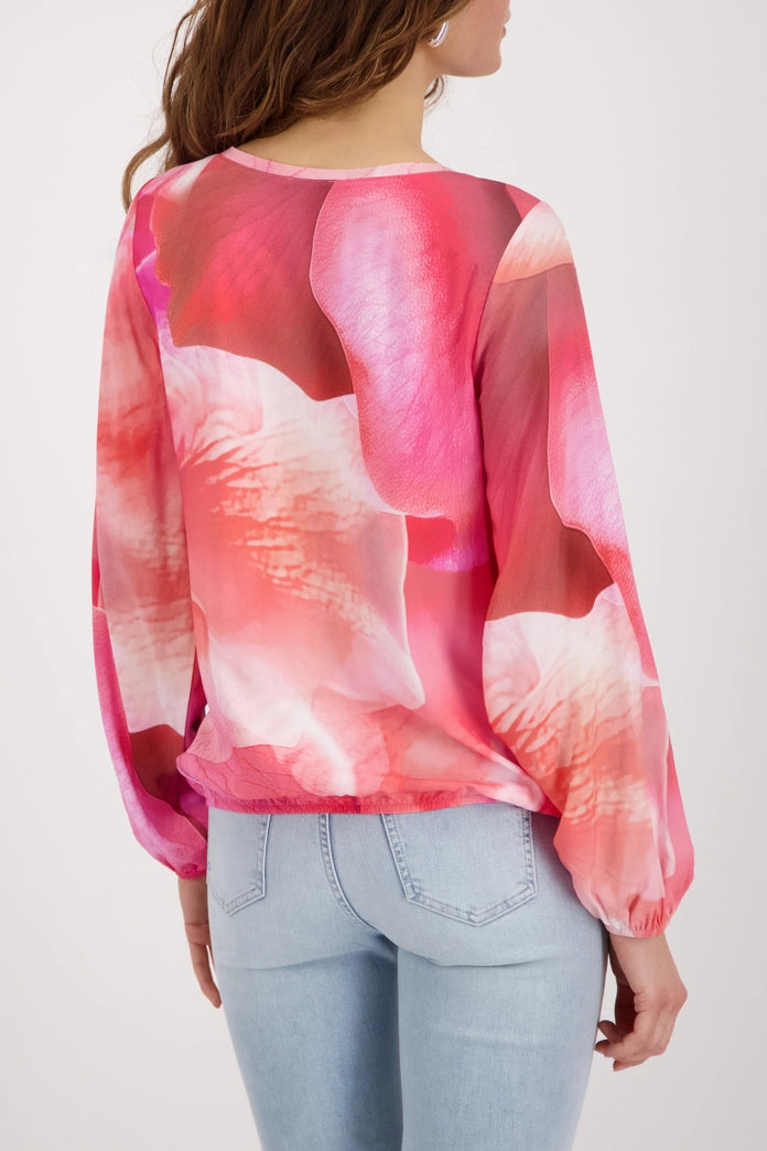 Monari Pink All-Over Print Long Sleeve Viscose Blouse Top 410429
