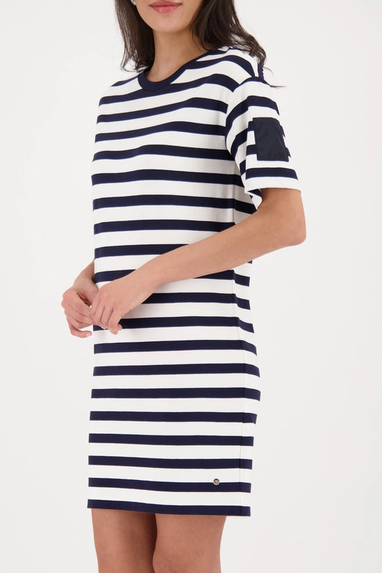 Monari Marine Blue & White Sweatshirt Dress with Stripes 410633