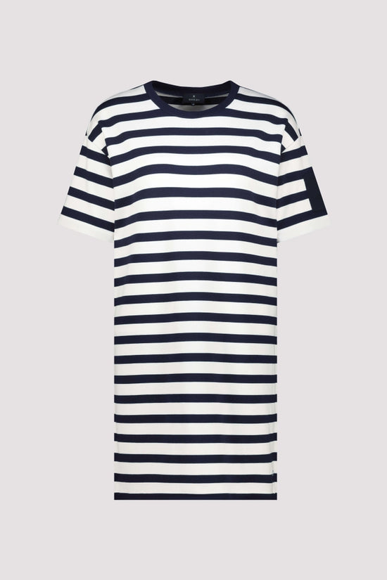 Monari Marine Blue & White Sweatshirt Dress with Stripes 410633
