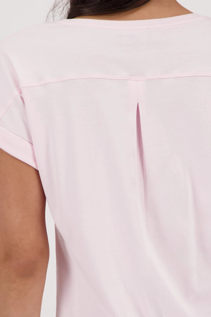 Monari Rose Basic Cotton T-Shirt with Dropped Short Sleeves with Cuffs 410723