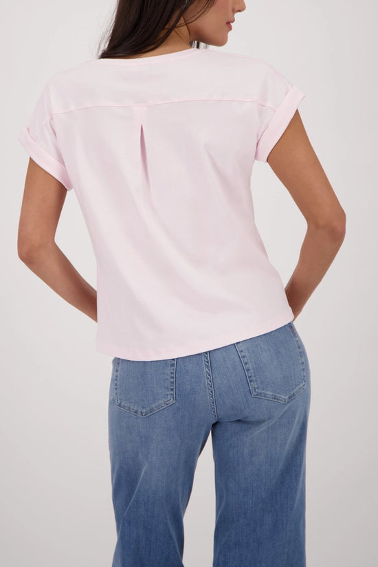 Monari Rose Basic Cotton T-Shirt with Dropped Short Sleeves with Cuffs 410723