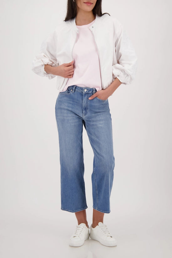 Monari Rose Basic Cotton T-Shirt with Dropped Short Sleeves with Cuffs 410723