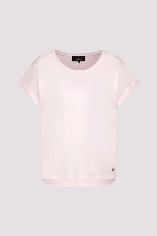 Monari Rose Basic Cotton T-Shirt with Dropped Short Sleeves with Cuffs 410723