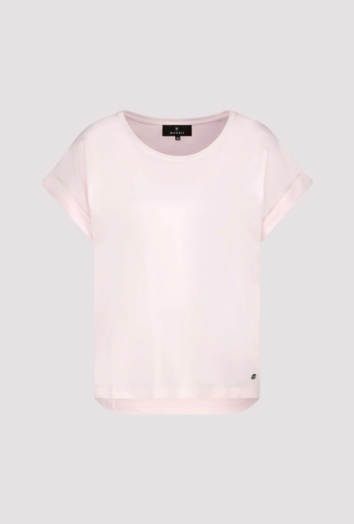 Monari Rose Basic Cotton T-Shirt with Dropped Short Sleeves with Cuffs 410723
