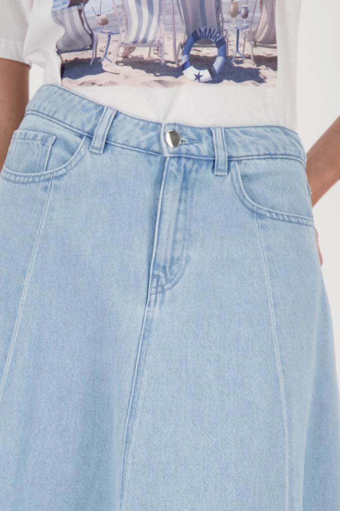 Monari Light Blue Denim Maxi Skirt 410834