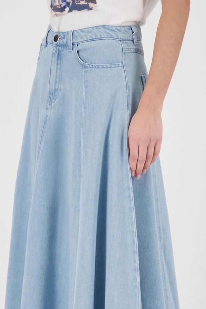 Monari Light Blue Denim Maxi Skirt 410834