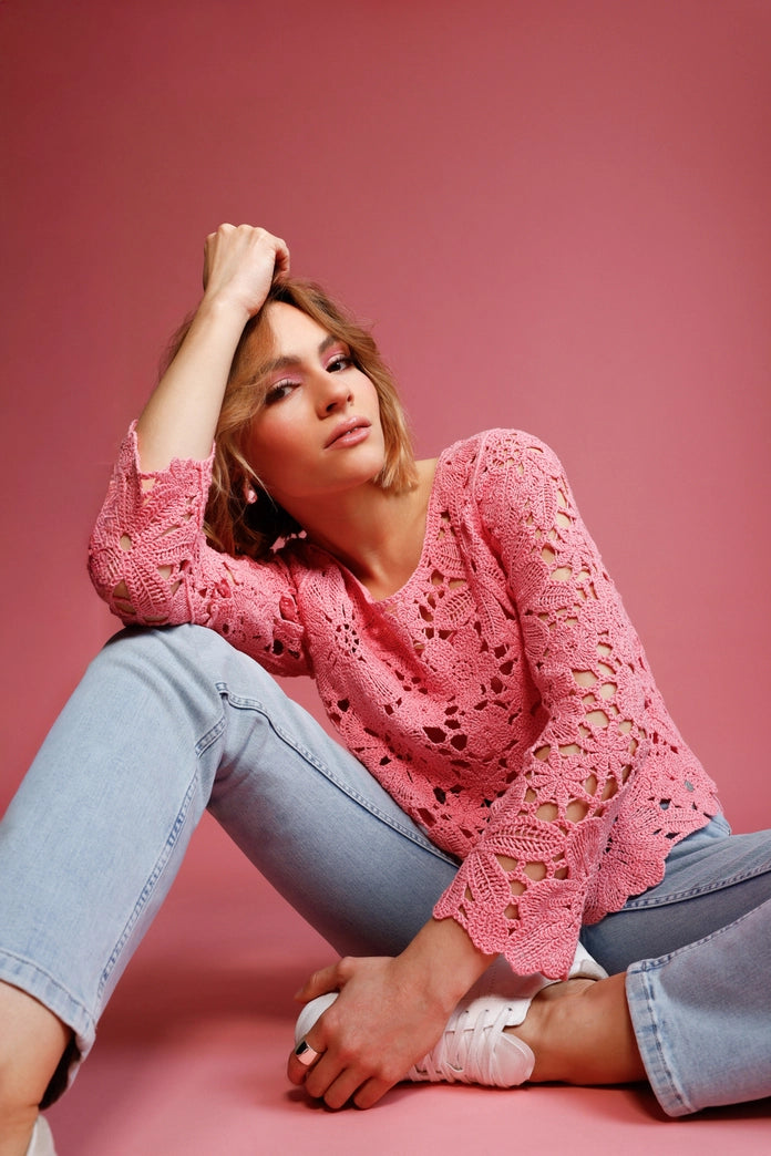 Monari Pink Jumper with Cornelly Crochet Pattern 410237