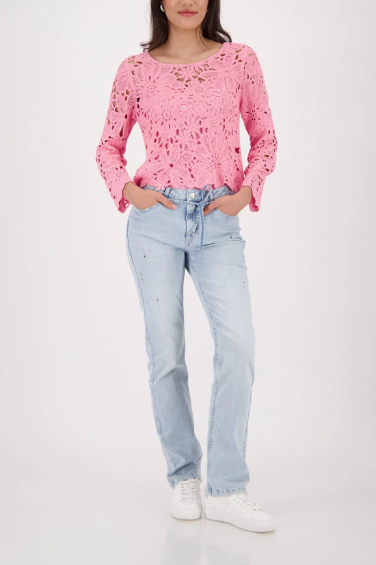 Monari Pink Jumper with Cornelly Crochet Pattern 410237